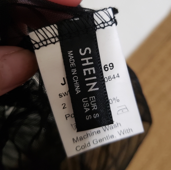 Shein Drop Shoulder Striped Mesh Sheer Top - Picture 4 of 4